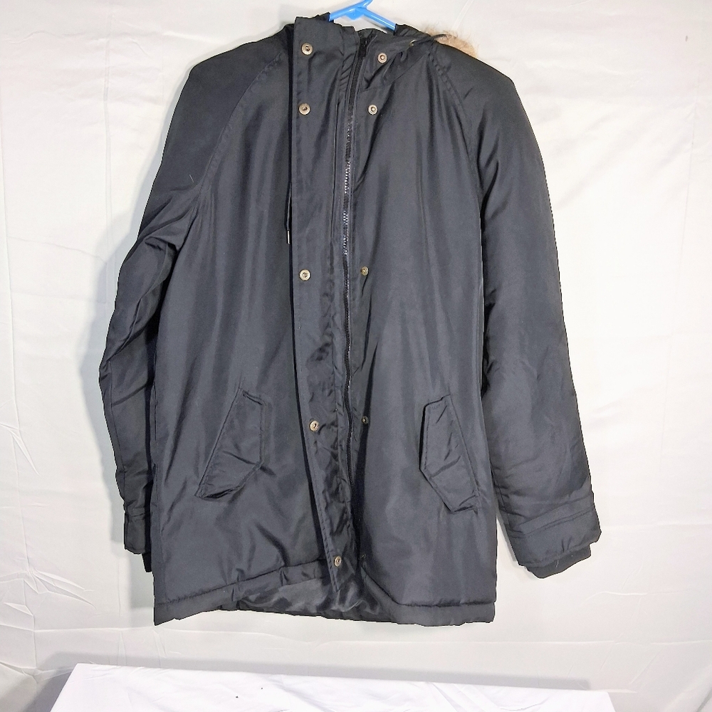 Women's Medium Black Old Navy Lined Full Zip and Button Down Parka/Utility Coat